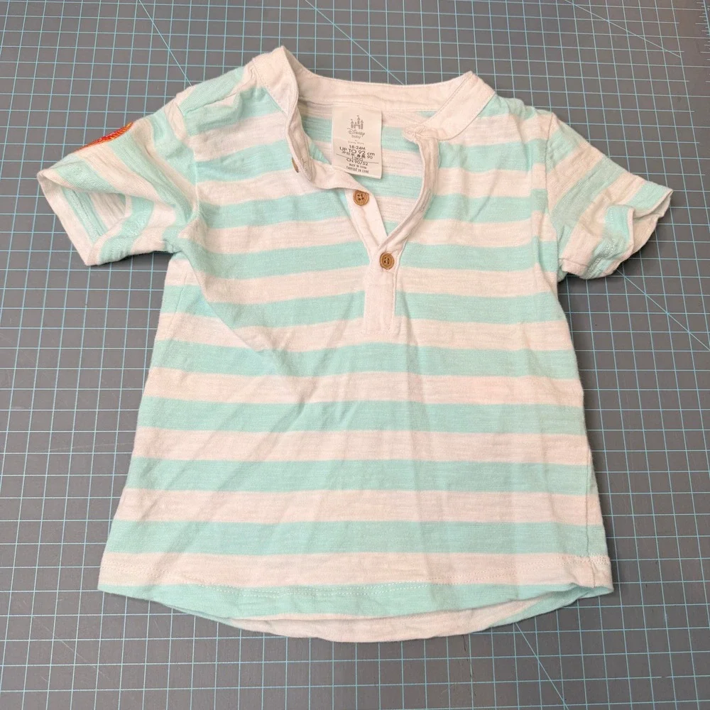 Disney Baby Mickey Mouse Little Explorer Denim Overalls Size 18-24M Striped set